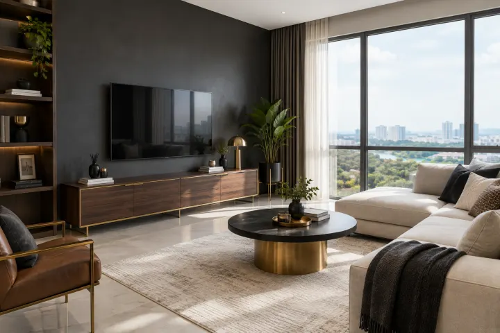 Dark & Dramatic — Charcoal & rich wood