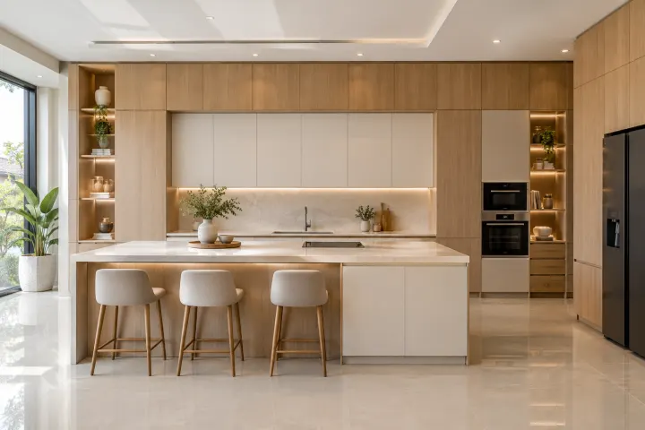 Custom-built timber kitchen cabinets
